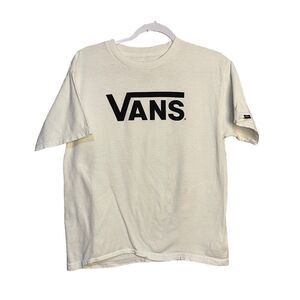 Vans Spellout Graphic Print T-Shirt Unisex Youth XL White Skateboard Hipster Top